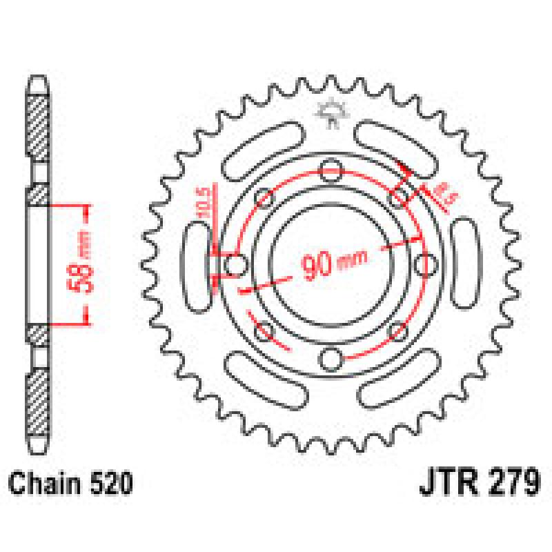 Купить Звездочка задняя JT Sprockets (шаг 520) JT JTR279 на GEON
